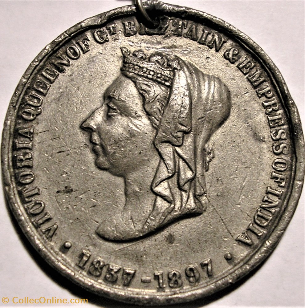 Victoria - 1897 Diamond Jubilee Medal, "Honi soit qui mal y pense"- GB 2 medaille royaume uni victoria 1897 diamond jubilee medal honi soit qui mal y pense gb