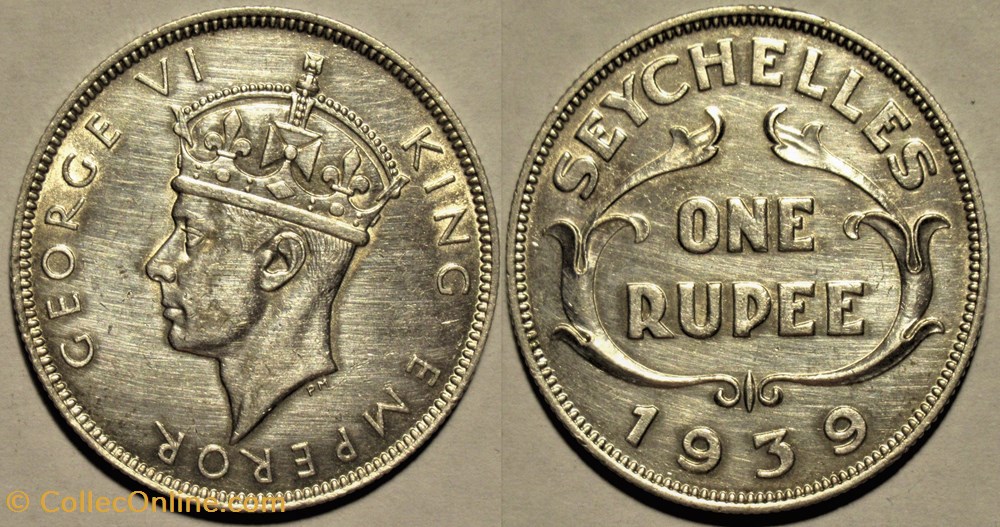 George VI - One Rupee 1939 - Seychelles (ex.2) monnaies monde george vi one rupee 1939 seychelles ex 2