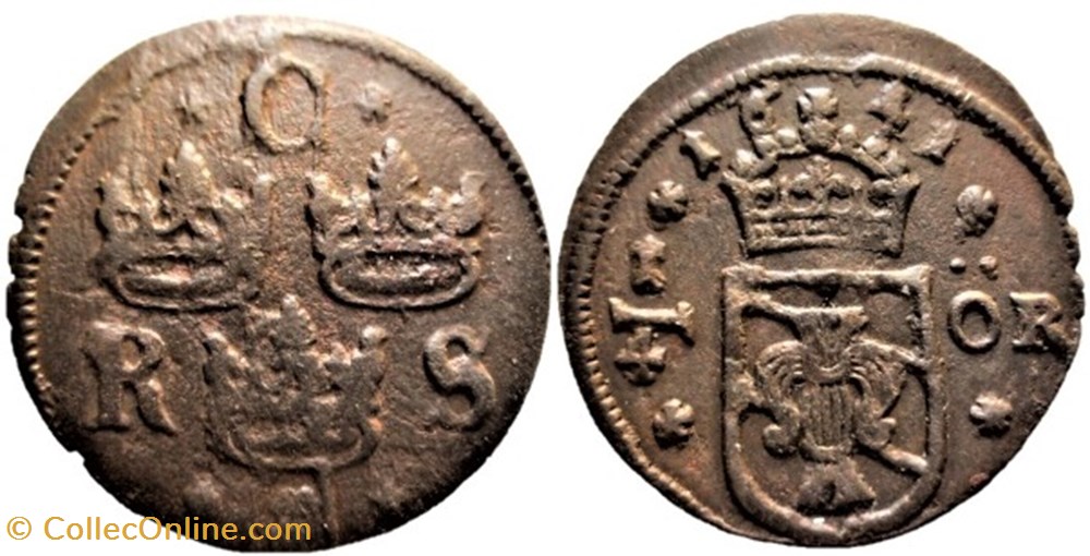 monnaies europe medievale royaume suede sweden christina 1 4 ore 1641