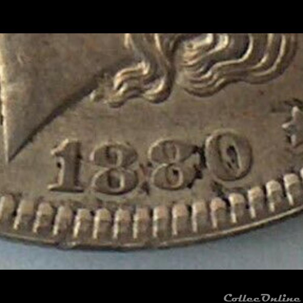 1880 Dollar - Repunched Date 3 monnaies monde etats unis 1880 dollar repunched date