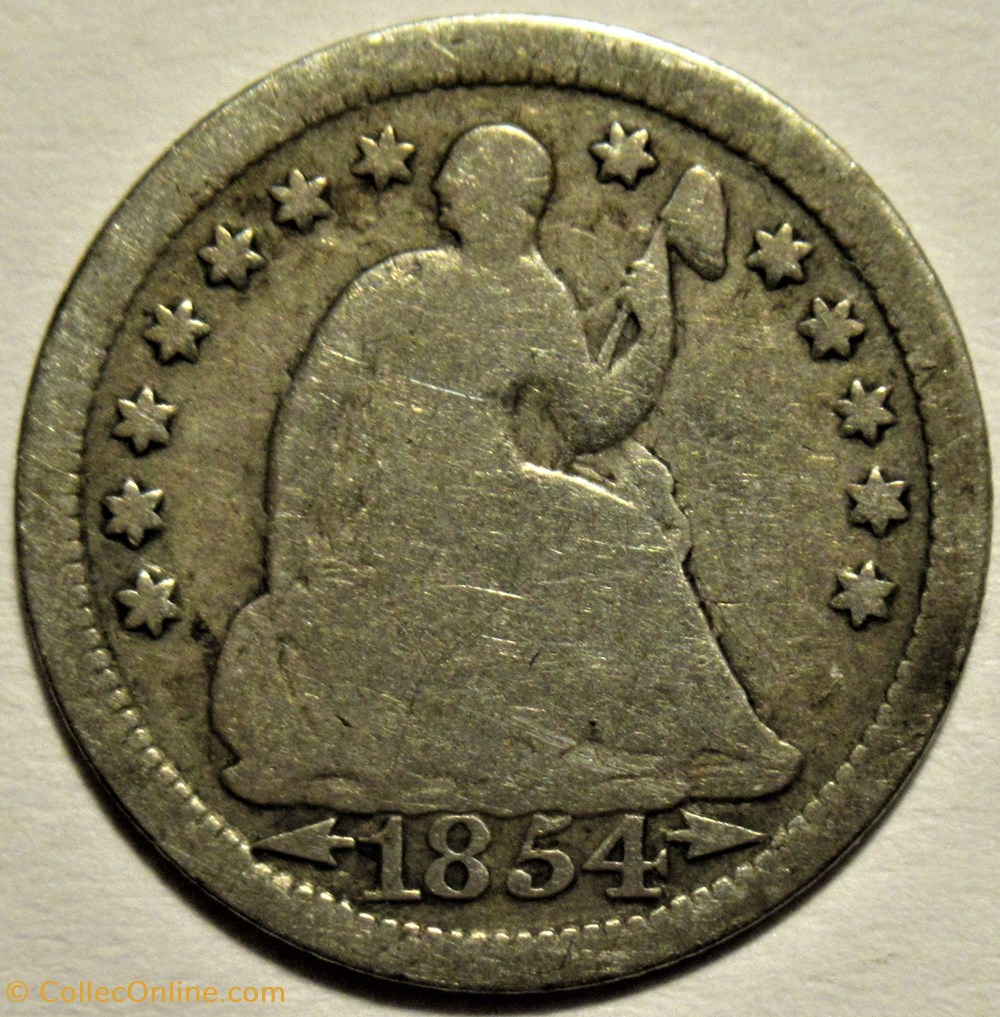 ←1854→ Half Dime (ex.3) Die Clash 2 monnaies monde etats unis 1854 half dime ex 3 die clash