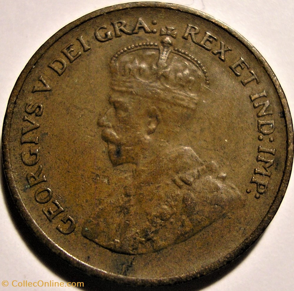 George V - 1 Cent 1935 - Double 5 monnaie monde canadum george v 1 cent 1935 double 5