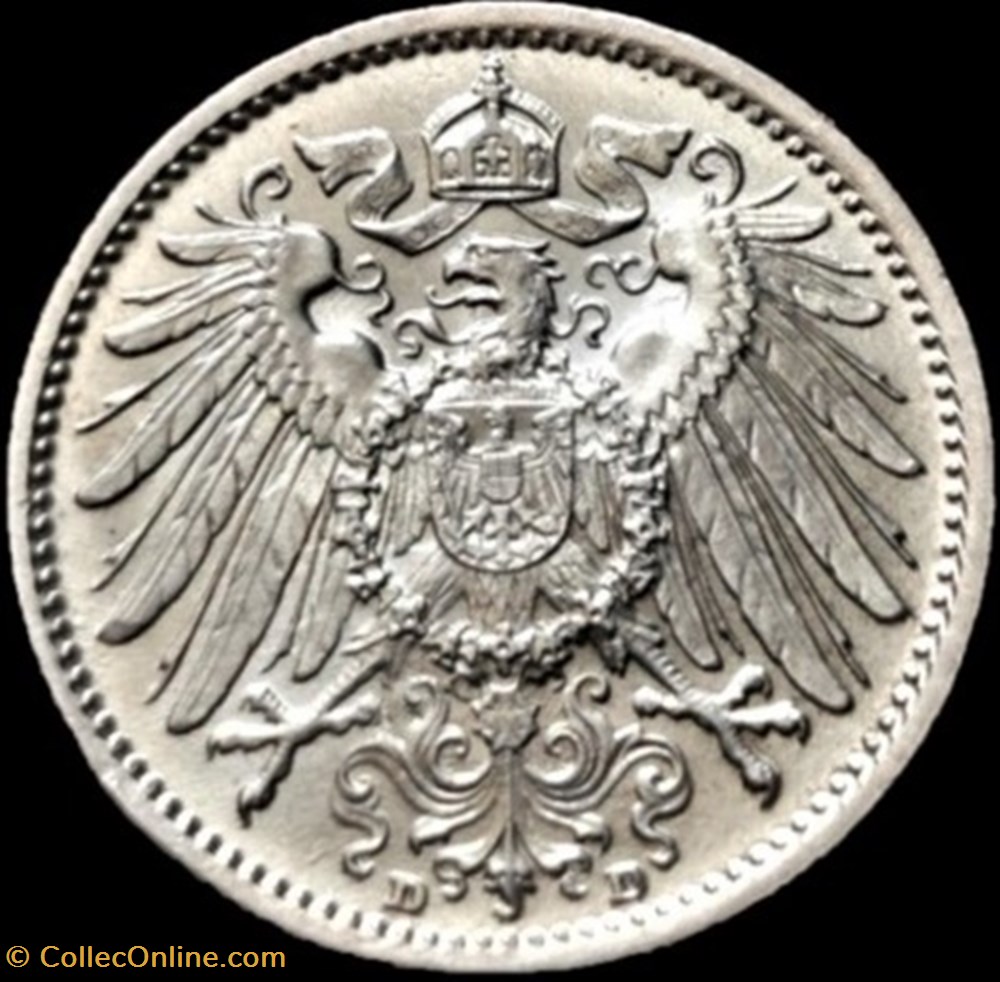 Wilhelm II - 1 Mark 1914 Munich, German Empire monnaies monde allemagne wilhelm ii 1 mark 1914 munich german empire