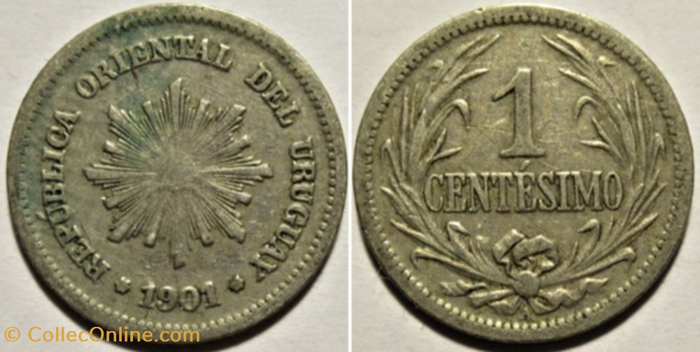 Uruguay - 1 Centésimo 1901 A monnaies monde uruguay 1 centesimo 1901 a