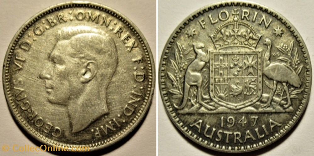 monnaies monde australie george vi one florin 1947 melbourne australia