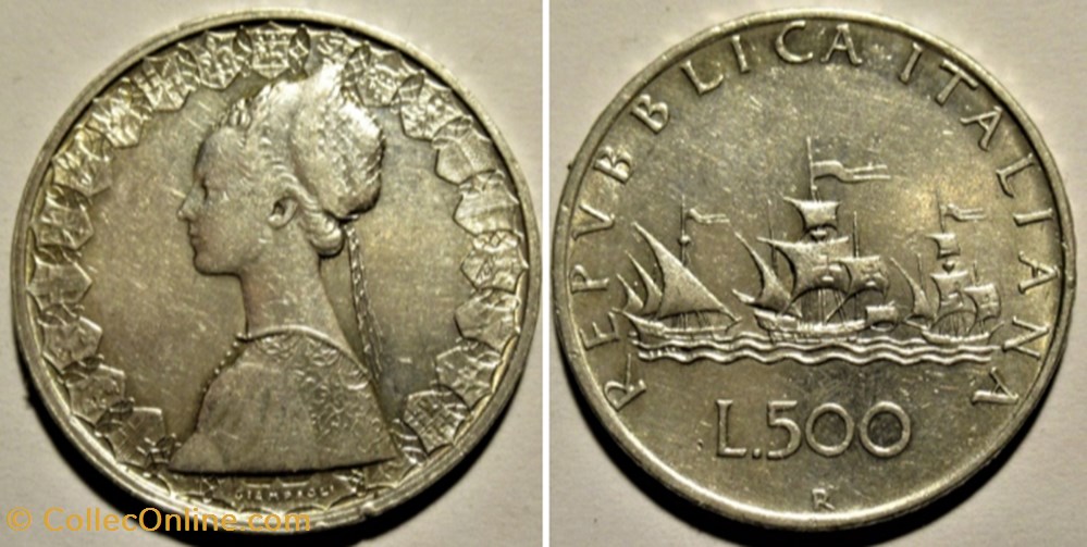 monnaies monde vatican repubblica italiana 500 lire 1959 christopher columbus ships ex 2