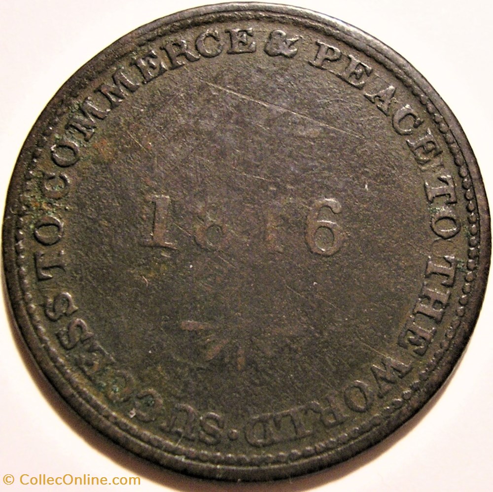 Upper Canada 1816 - HalfPenny Token - Isaac Brock monnaie monde canadum upper canada 1816 halfpenny token isaac brock