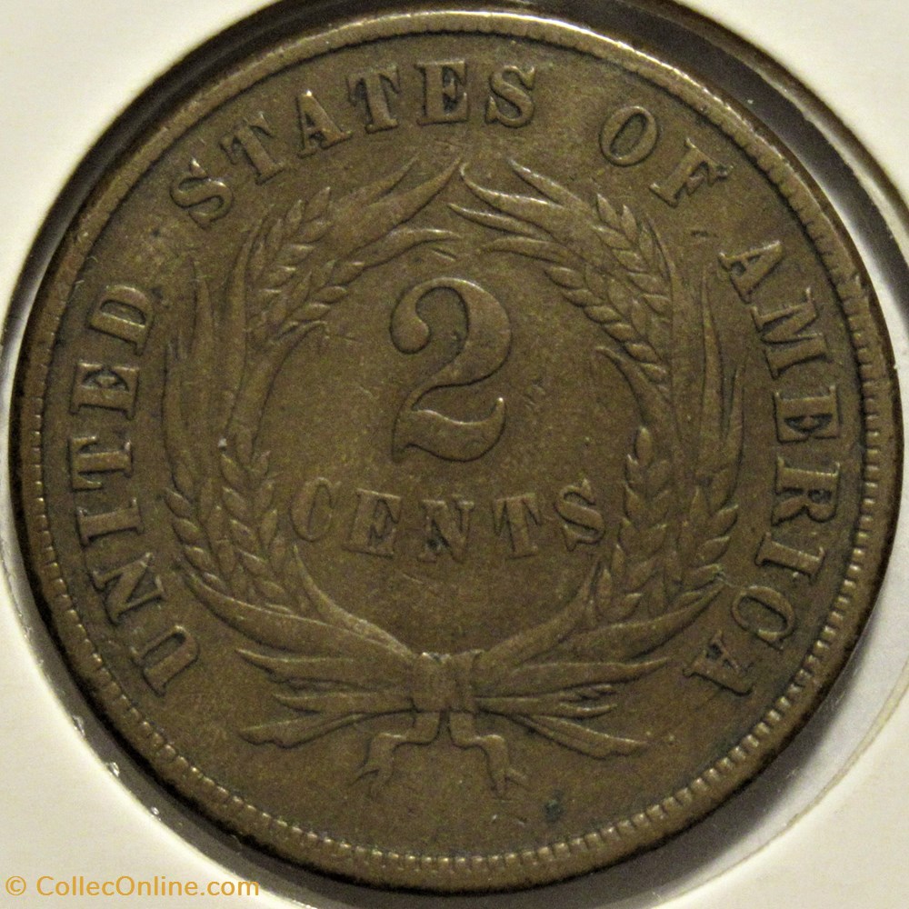 1871 Two Cents - Repunched Date 2 monnaies monde etats unis 1871 two cents repunched date