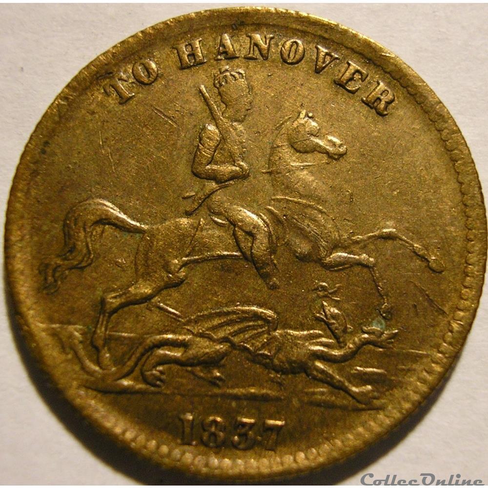 Victoria - Cumberland Jack Token 1837 - To Hanover monnaie jeton mereaux victoria cumberland jack token 1837 to hanover