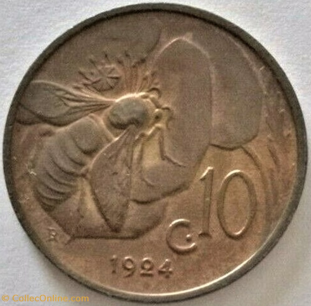 1924 Regno d'Italia, 10 Centesimi, Roma - Vittorio Emanuele III 3 monnaies monde italie 1924 regno italia 10 centesimi roma vittorio emanuele iii
