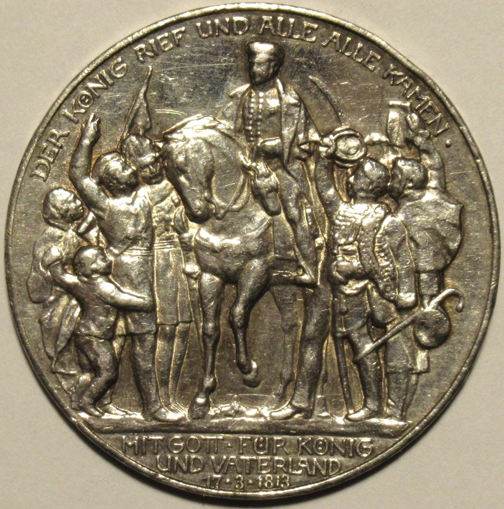 Wilhelm II - 3 Mark 1913 Berlin - Centenary of the war vs Napoleon Ist monnaies monde allemagne wilhelm ii 3 mark 1913 berlin centenary of the war vs napoleon ist