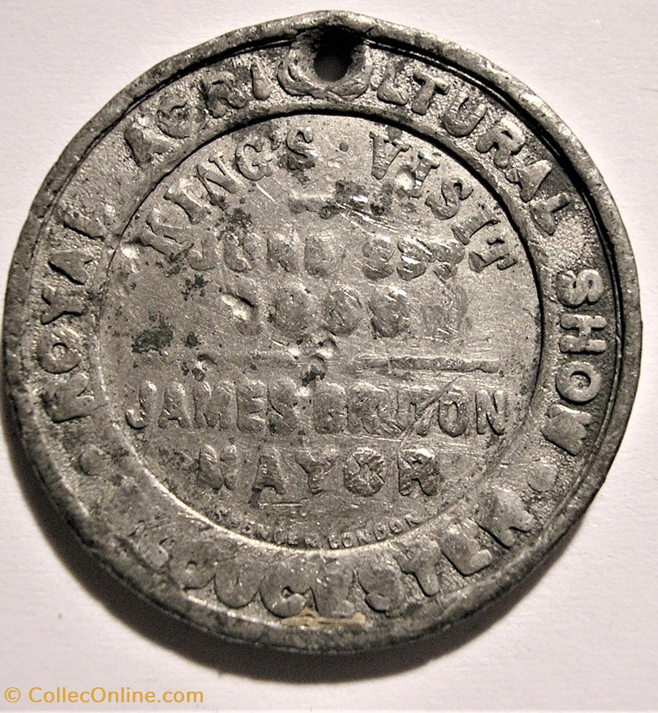 Edward VII - 1909 Royal Visit at Gloucester, Token - UK 3 monnaie jeton mereaux edward vii 1909 royal visit at gloucester token uk