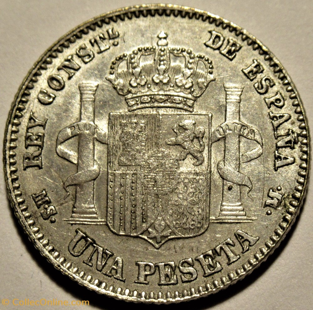 1885 - 1 Peseta - Alfonso XII de España - Falsa 3 monnaies monde espagne 1885 1 peseta alfonso xii de espana falsa