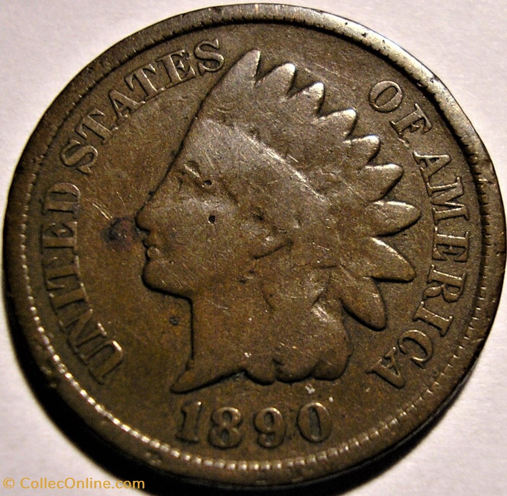 1890 One Cent (ex.2) - Off Center 2 monnaie monde etat uni 1890 one cent ex 2 off center