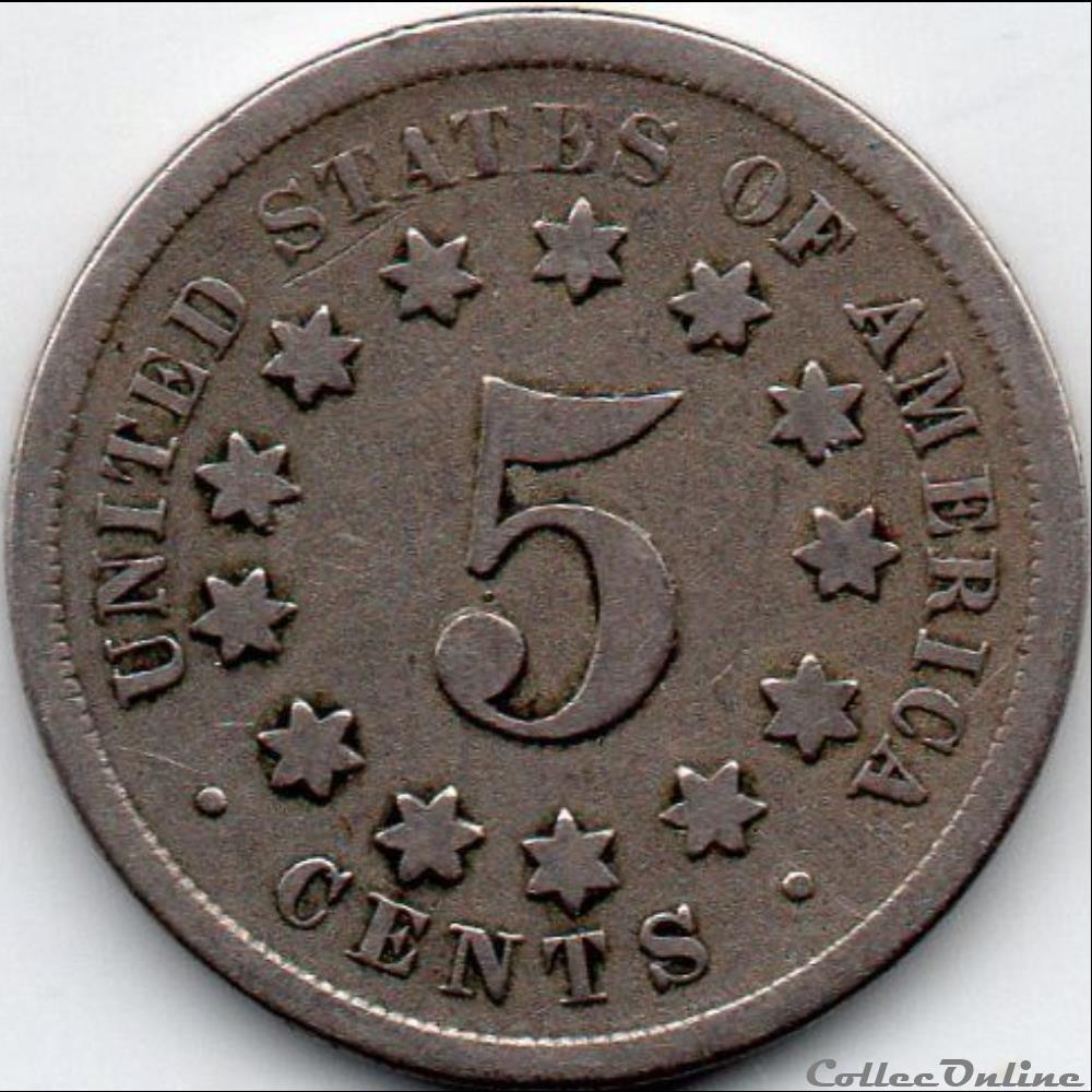 1868 5 Cents (ex.5) monnaies monde etats unis 1868 5 cents ex 5