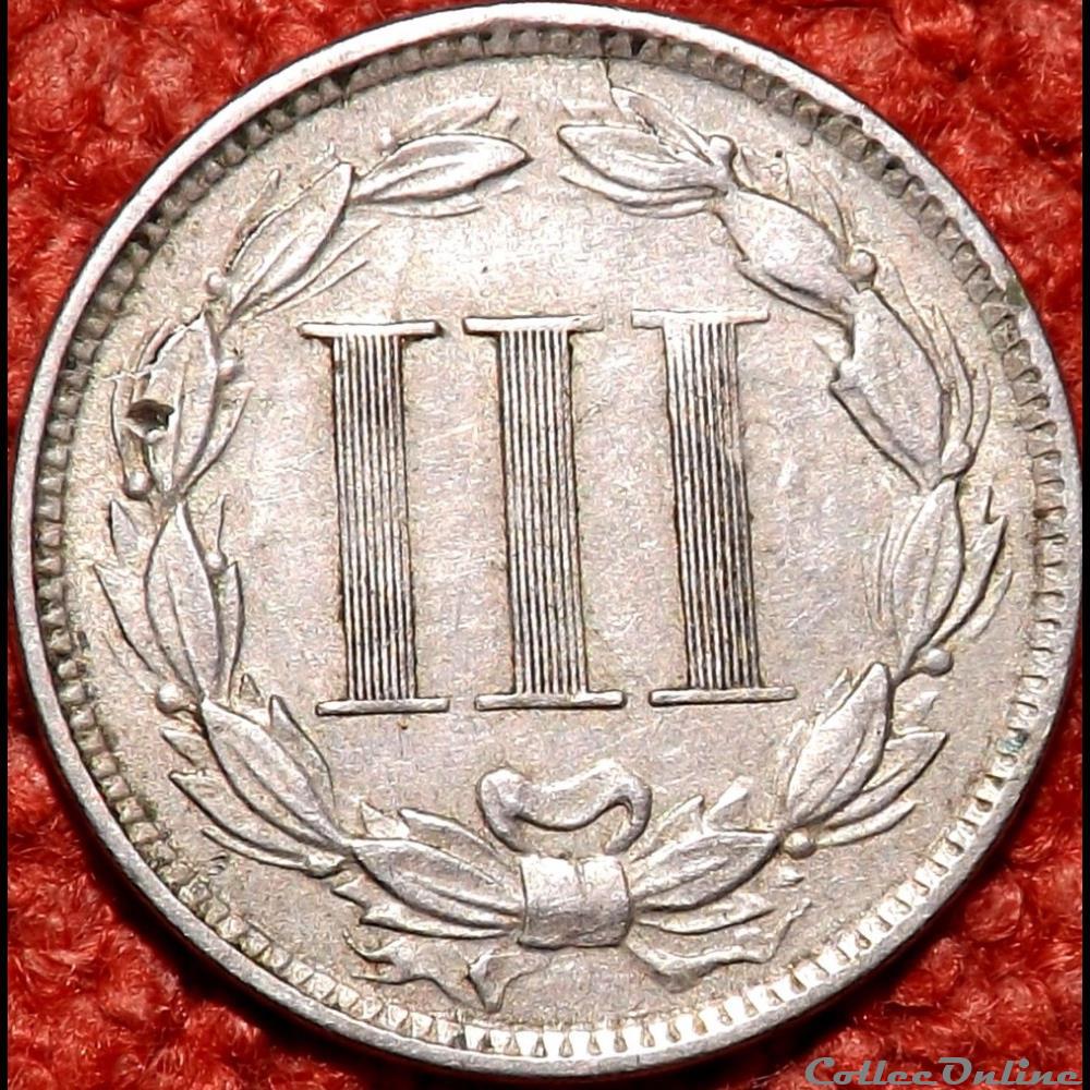 1865 - 3 Cents monnaie monde etat uni 1865 3 cents