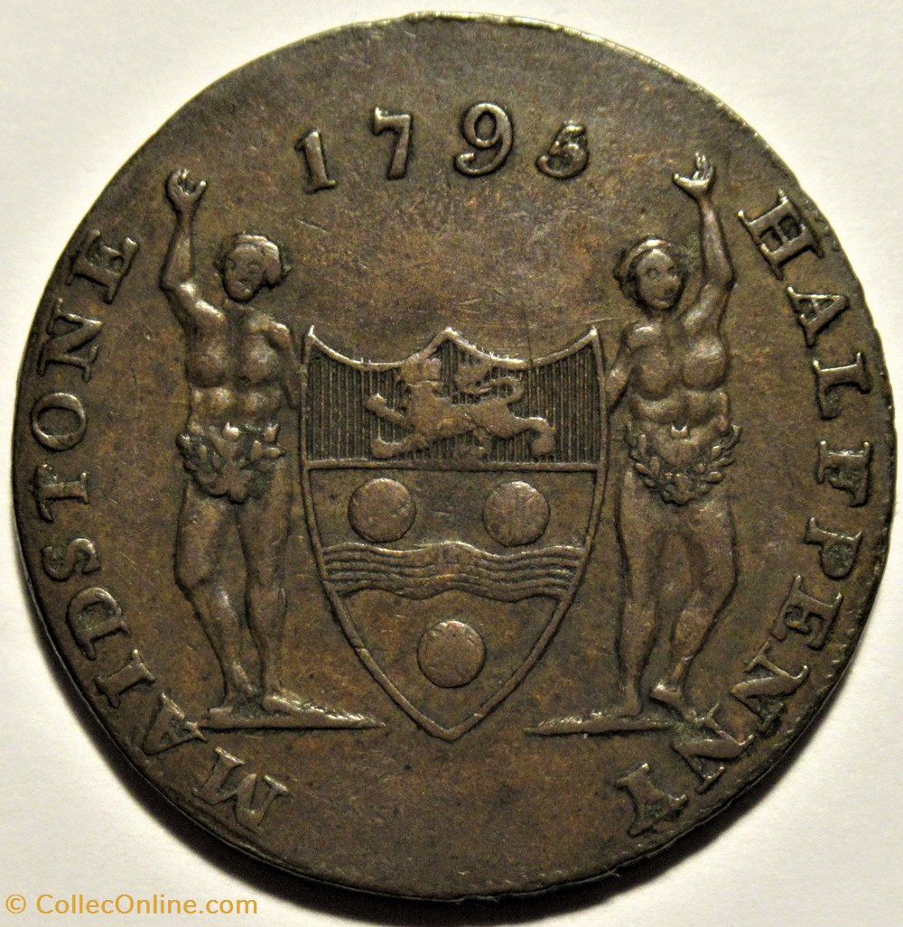 1795 HalfPenny Token, Maidstone - Kent, England monnaies paranumismatique jetons poids 1795 halfpenny token maidstone kent england