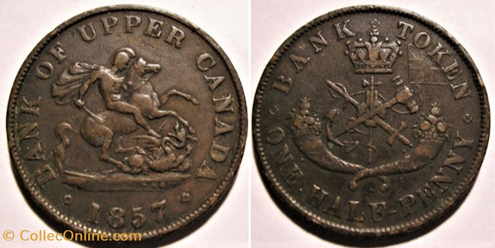 Upper Canada - 1857 HalfPenny Bank Token, St. George monnaie monde canadum upper canada 1857 halfpenny bank token st george