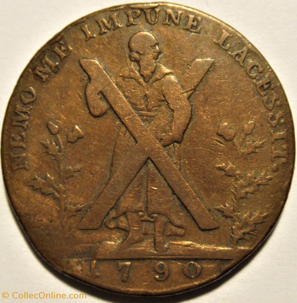 1790 HalfPenny St Andrew, Hutchison's Token - Lothian,