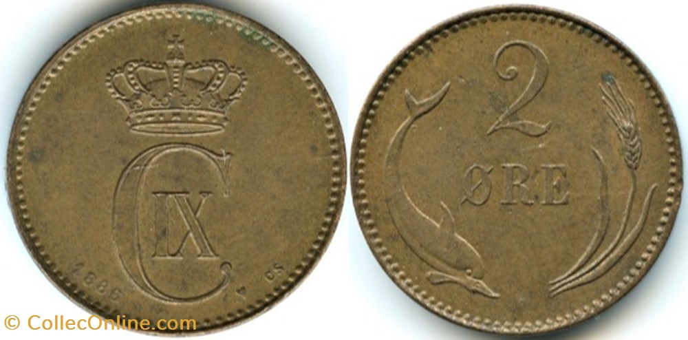 Christian IX Denmark - 2 Øre 1886 monnaies monde danemark christian ix denmark 2 re 1886