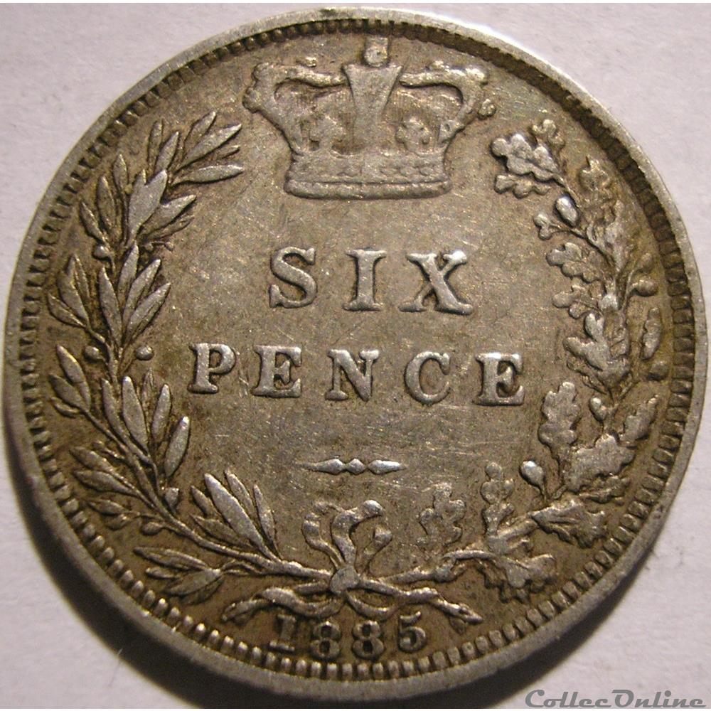 Victoria - Sixpence 1885 Kingdom of Great Britain monnaies monde royaume uni victoria sixpence 1885 kingdom of great britain