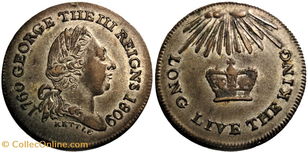 George III - Golden Jubilee Token 1809 GB - Kettle & Sons (ex.2) monnaie jeton mereaux george iii golden jubilee token 1809 gb kettle sons ex 2