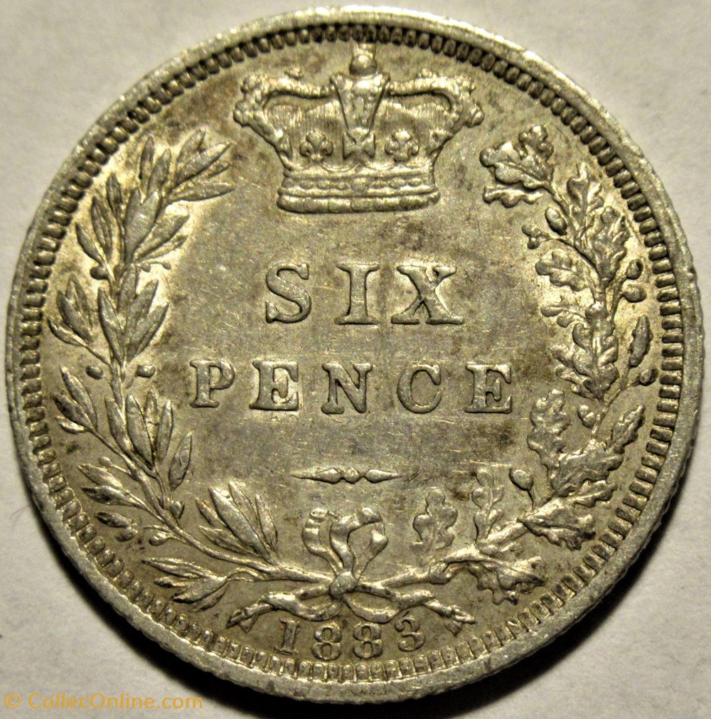 Victoria - Sixpence 1883 Kingdom of Great Britain 3 monnaies monde royaume uni victoria sixpence 1883 kingdom of great britain