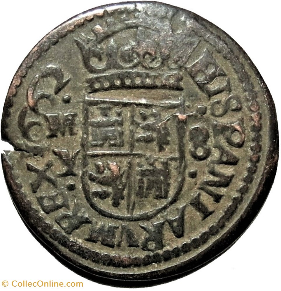 1662 Madrid - 8 Maravedis - Felipe IV de España 3 monnaies monde espagne 1662 madrid 8 maravedis felipe iv de espana