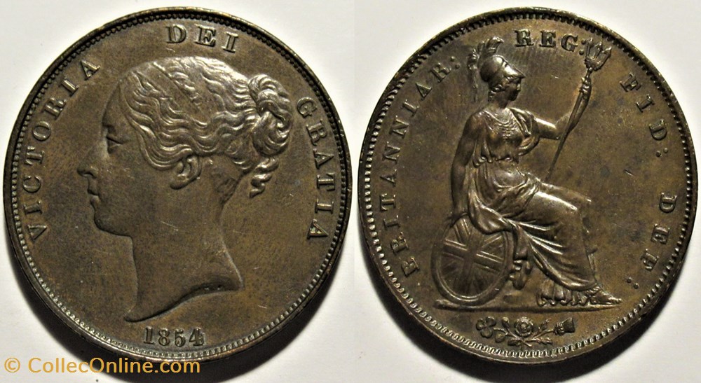 Victoria - One Penny 1854 - Kingdom of Great Britain (ex.2) monnaies monde royaume uni victoria one penny 1854 kingdom of great britain ex 2