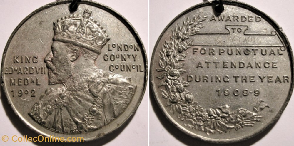 Edward VII - Award Medal 1908-09 London medailles royaume uni edward vii award medal 1908 09 london