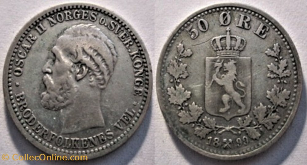 Oskar II - 50 Øre 1899 Norway monnaies monde norvege oskar ii 50 re 1899 norway