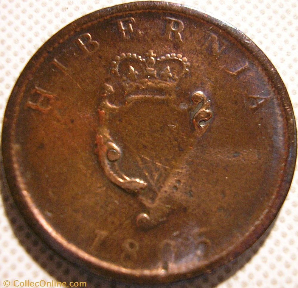 George III - Half Penny 1805 Ireland (ex.2) 2 monnaie monde royaume uni george iii half penny 1805 ireland ex 2
