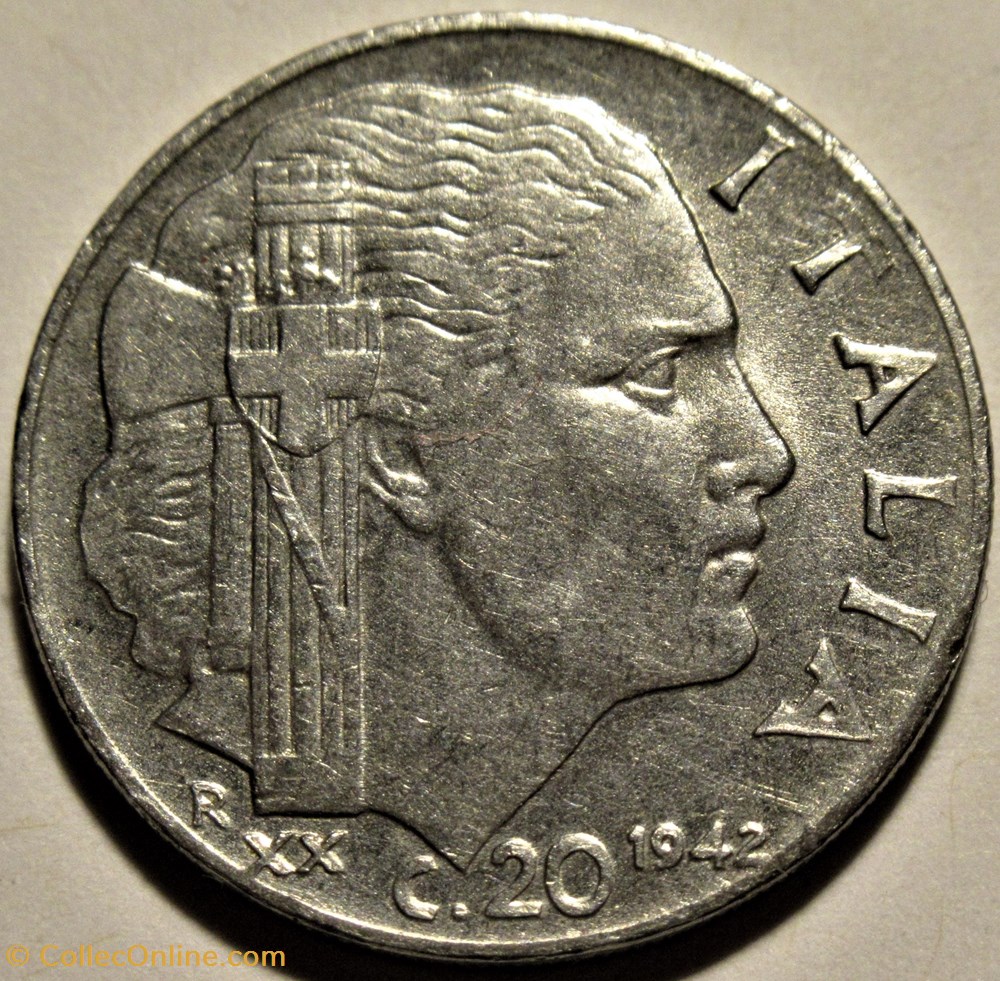 1942 Regno d'Italia, 20 Centesimi, Roma - Vittorio Emanuele III 3 monnaies monde italie 1942 regno italia 20 centesimi roma vittorio emanuele iii