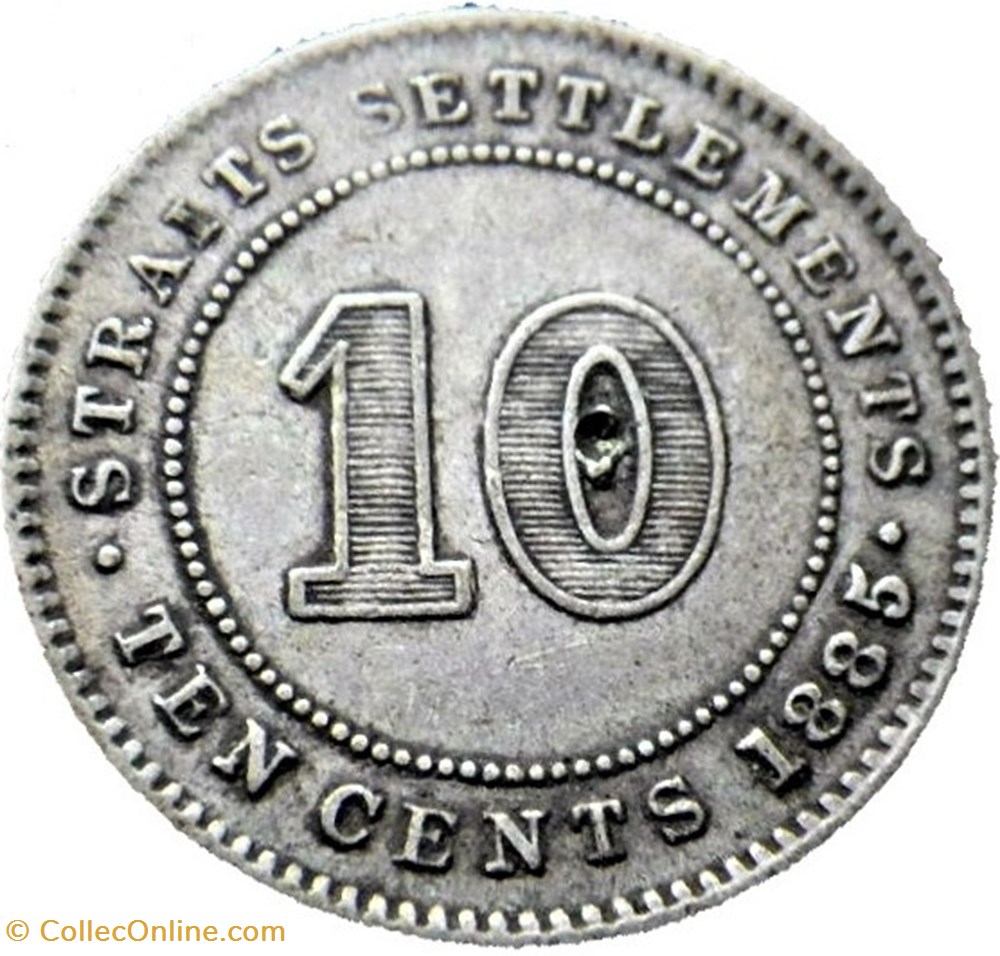 monnaies monde malaisie victoria 10 cents 1885 straits settlements malaysia