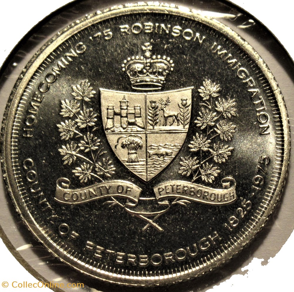 Peterborough City, Anniversary Dollar 1925-1975 3 monnaies jetons mereaux peterborough city anniversary dollar 1925 1975