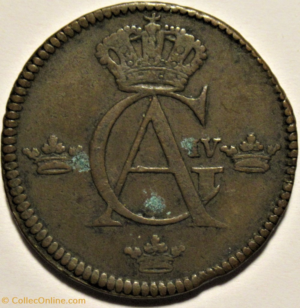 Sweden - Gustav IV Adolf - 1/2 Skilling 1802 monnaies monde suede sweden gustav iv adolf 1 2 skilling 1802