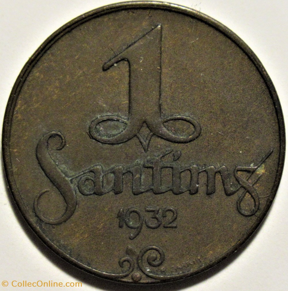 Latvia, Republic of - 1 Santims 1932 monnaies monde lettonie latvia republic of 1 santims 1932