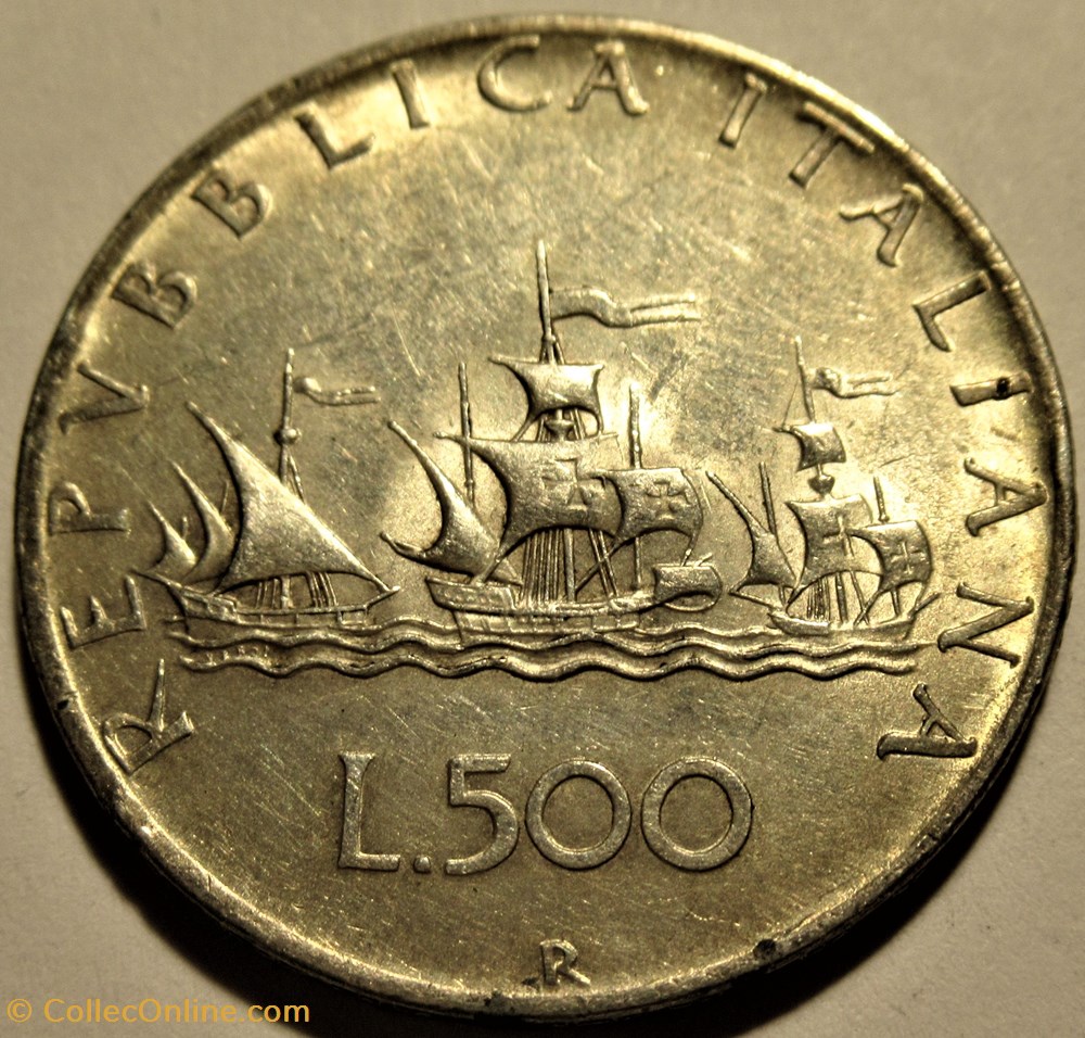 Repubblica Italiana - 500 Lire 1958 - Christopher Columbus's ships 3 monnaies monde vatican repubblica italiana 500 lire 1958 christopher columbus ships