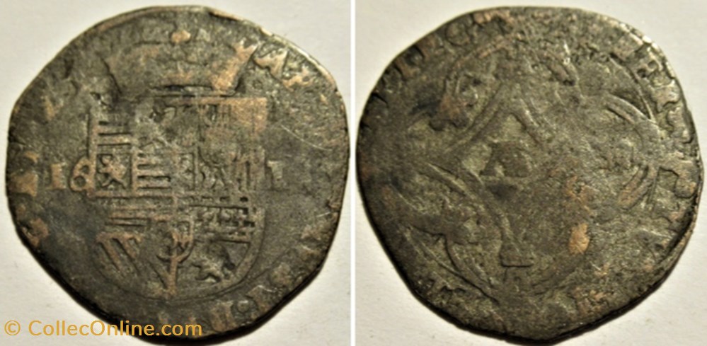 Albert & Isabelle - 1 Patard 1619 - Luxemburg, Spanish Netherlands monnaies europe medievale pays bas espagnols albert isabelle 1 patard 1619 luxemburg spanish netherlands