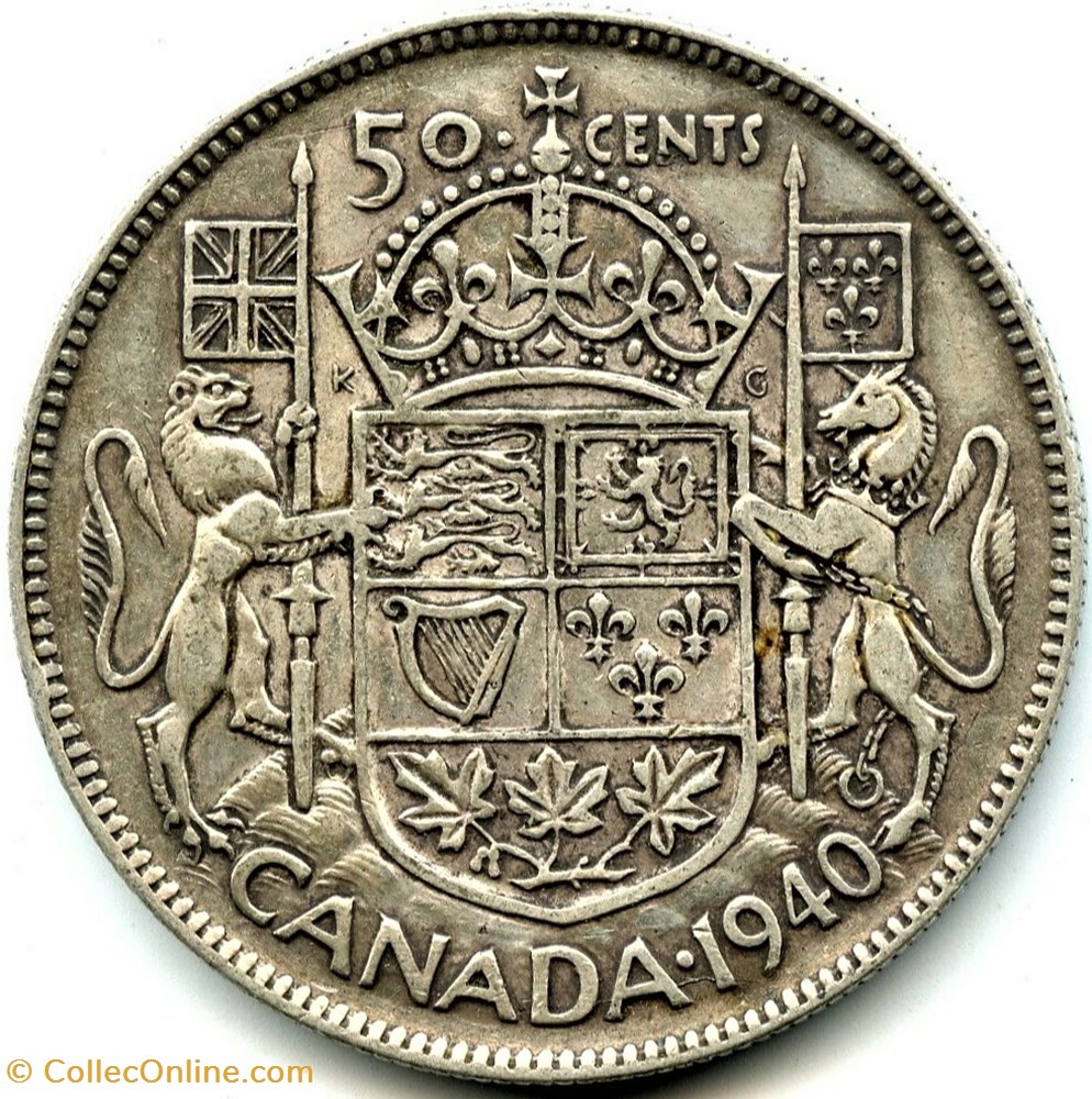 monnaie monde canadum george vi 50 cents 1940