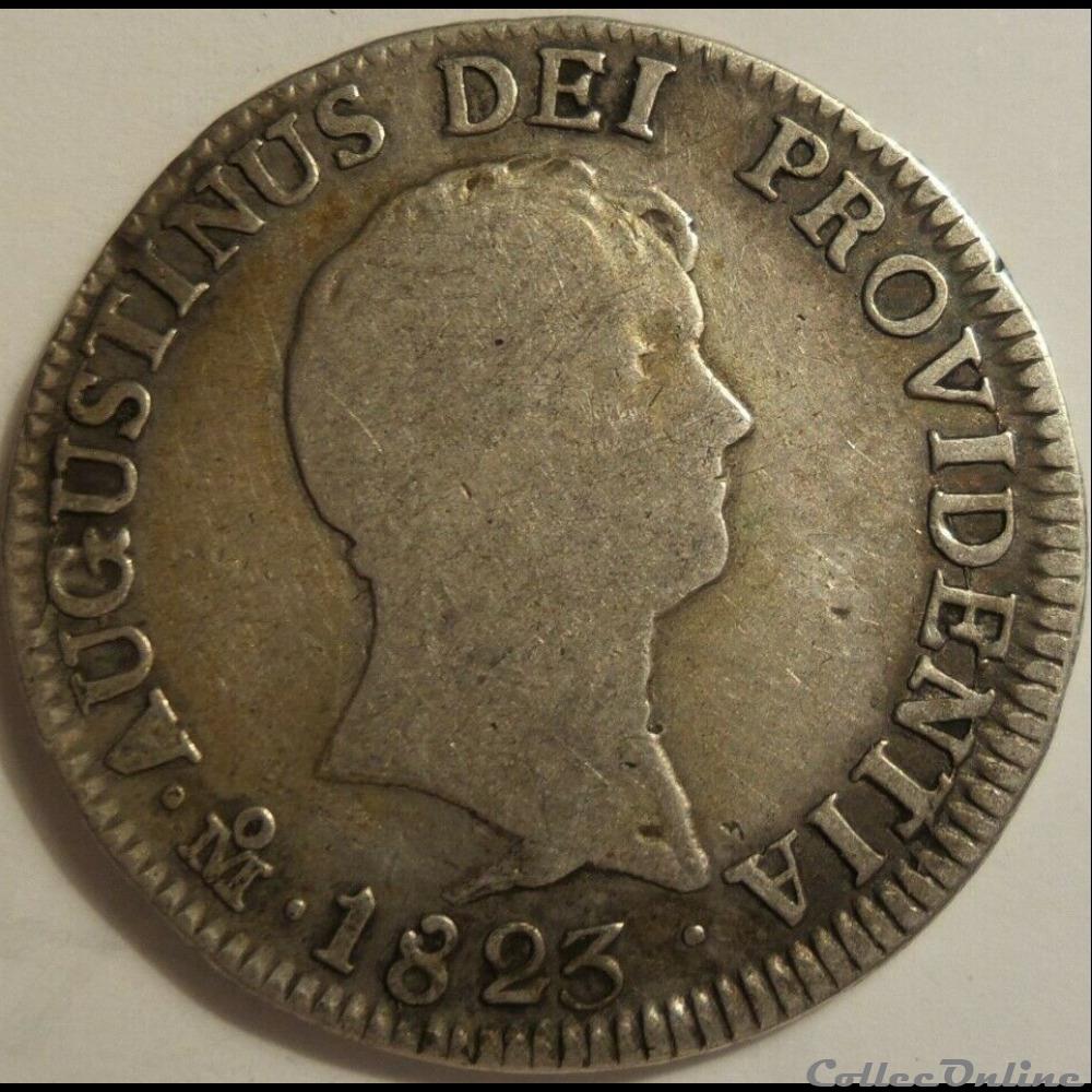 monnaies monde mexique mexico 2 reales 1823 emperor agustin iturbide i
