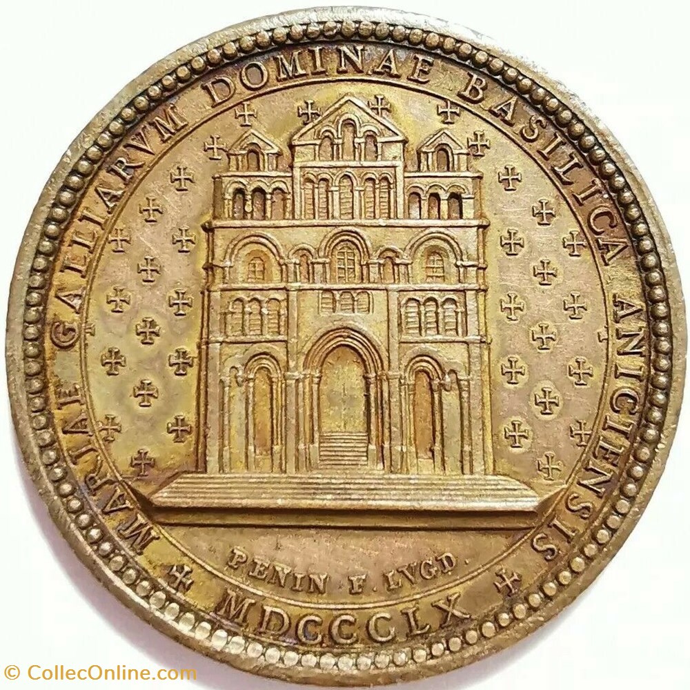 Basilique du Puy-en-Velay 1860 - Medaillon par Penin à Lyon 2 patrimoine religieux souvenir basilique du puy en velay 1860 medaillon par penin a lyon