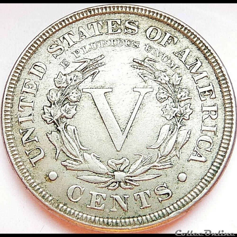 1883 5 Cents - Die crack monnaie monde etat uni 1883 5 cents die crack