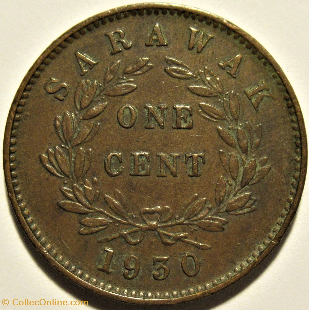 Charles Vyner Brooke - One Cent 1930 Heaton 3 monnaies monde malaisie charles vyner brooke one cent 1930 heaton