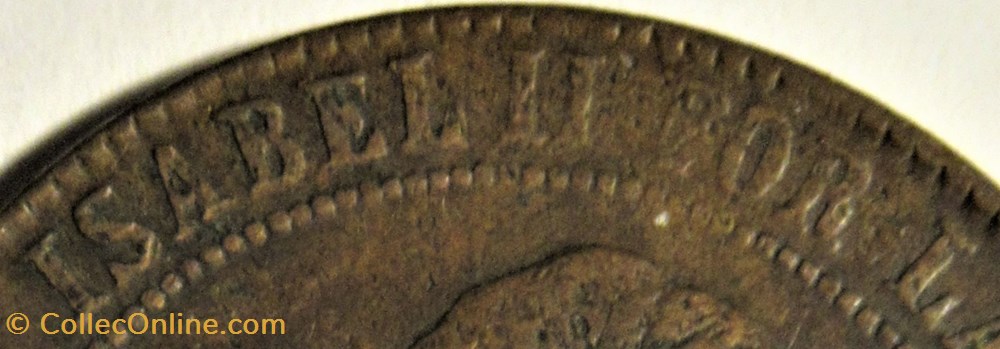 monnaies monde espagne 1868 barcelona 5 centimos isabel ii de espana rippled coin