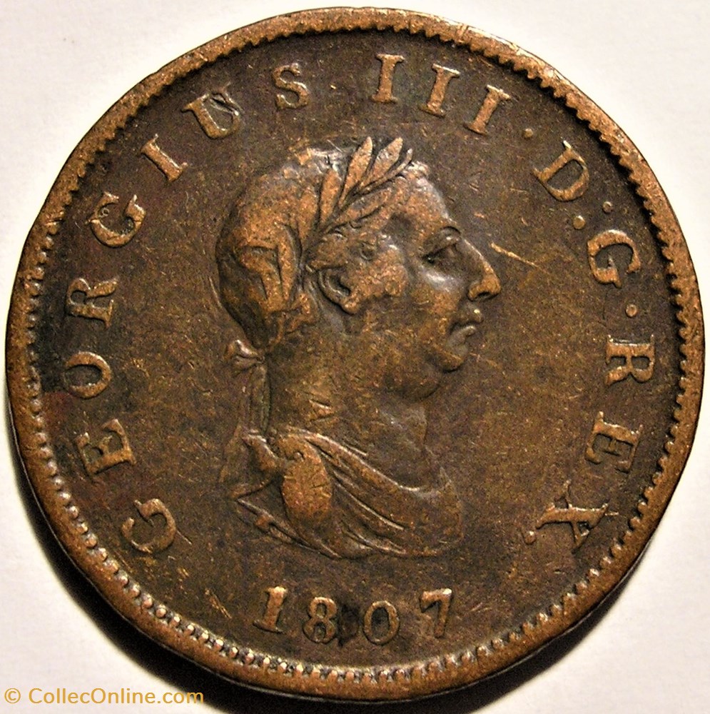George III - Half Penny 1807 Great Britain (ex.2) monnaie monde royaume uni george iii half penny 1807 great britain ex 2