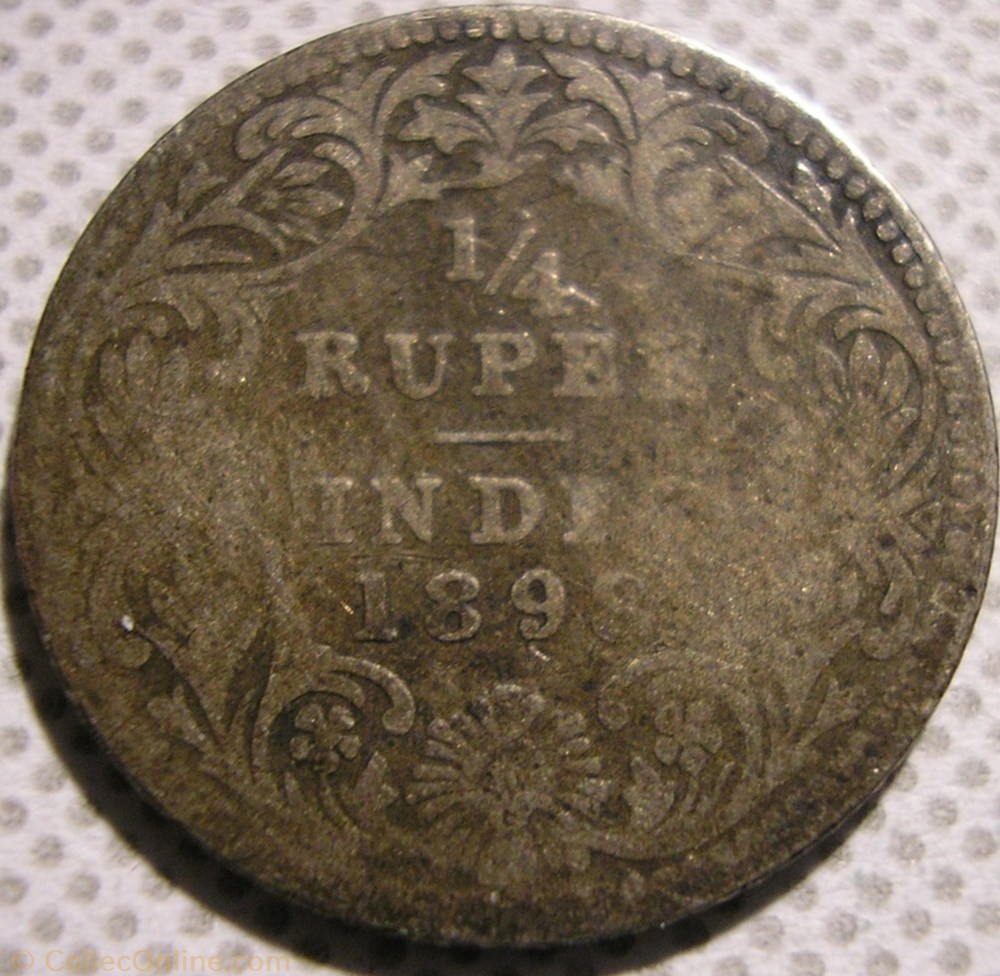 Victoria - 1/4 Rupee 1898 Calcutta - British India monnaie monde inde victoria 1 4 rupee 1898 calcutta british india
