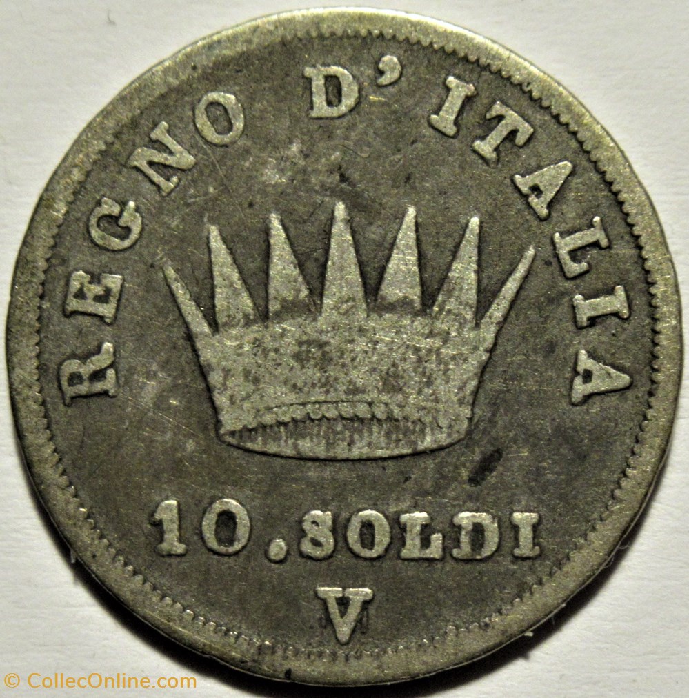 1812 Regno d'Italia, 10 Soldi Venezia - Napoleone I 3 monnaies monde italie 1812 regno italia 10 soldi venezia napoleone i