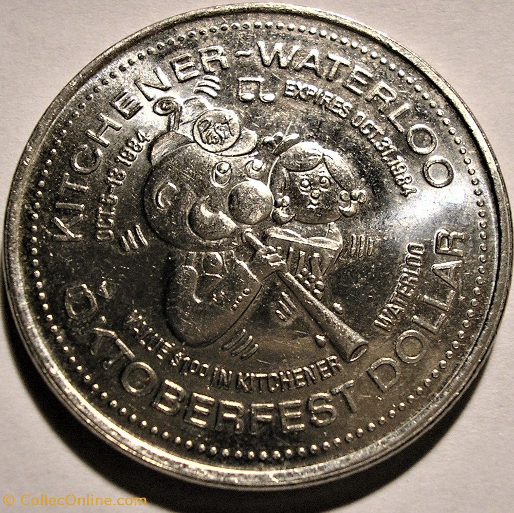 Kitchener-Waterloo, Ontario - Oktoberfest Dollar 1984 2 monnaies paranumismatique jetons poids kitchener waterloo ontario oktoberfest dollar 1984