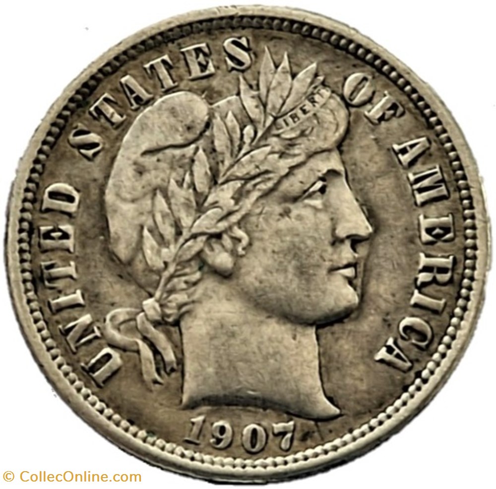 1907 Denver Dime monnaies monde etats unis 1907 denver dime